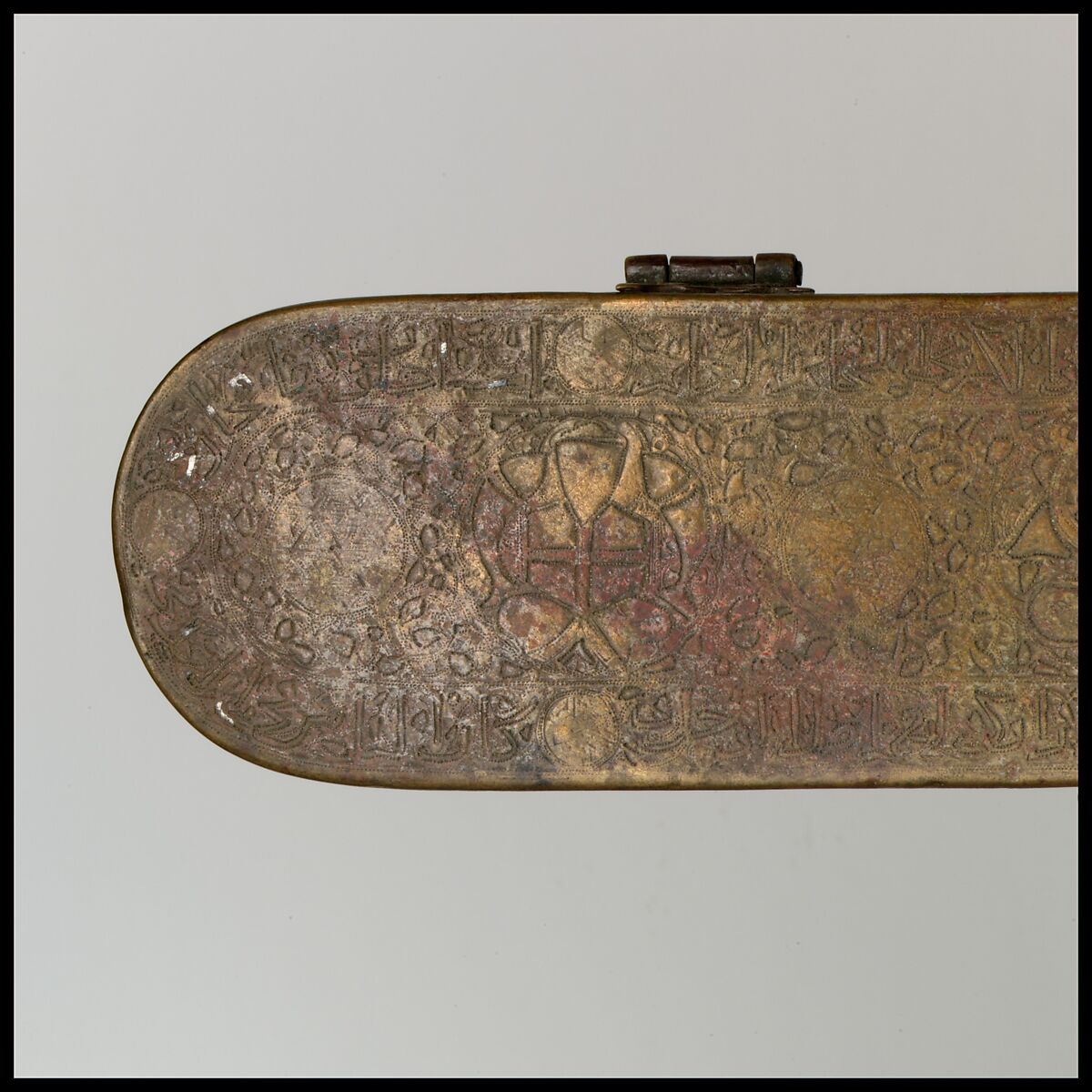 Pen Box, Brass; engraved, incised, and inlaid with silver