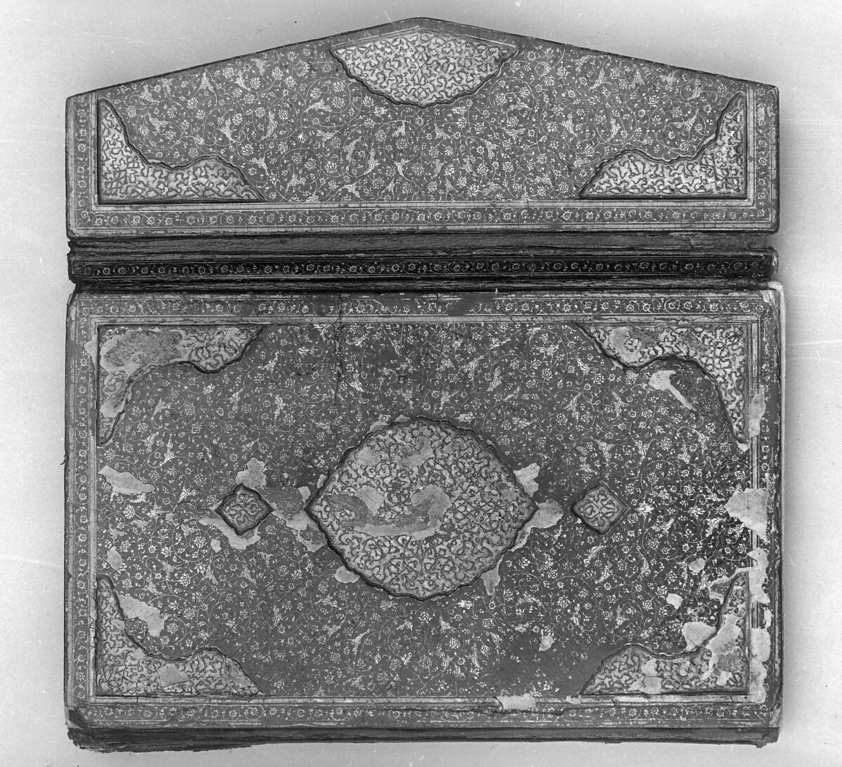 Anthology of Persian Poetry, Amir Shahi of Sabzavar (Iranian, born Sabzavar; died 1453), Main support: Ink, opaque watercolor, and gold on paper
Binding: Lacquer