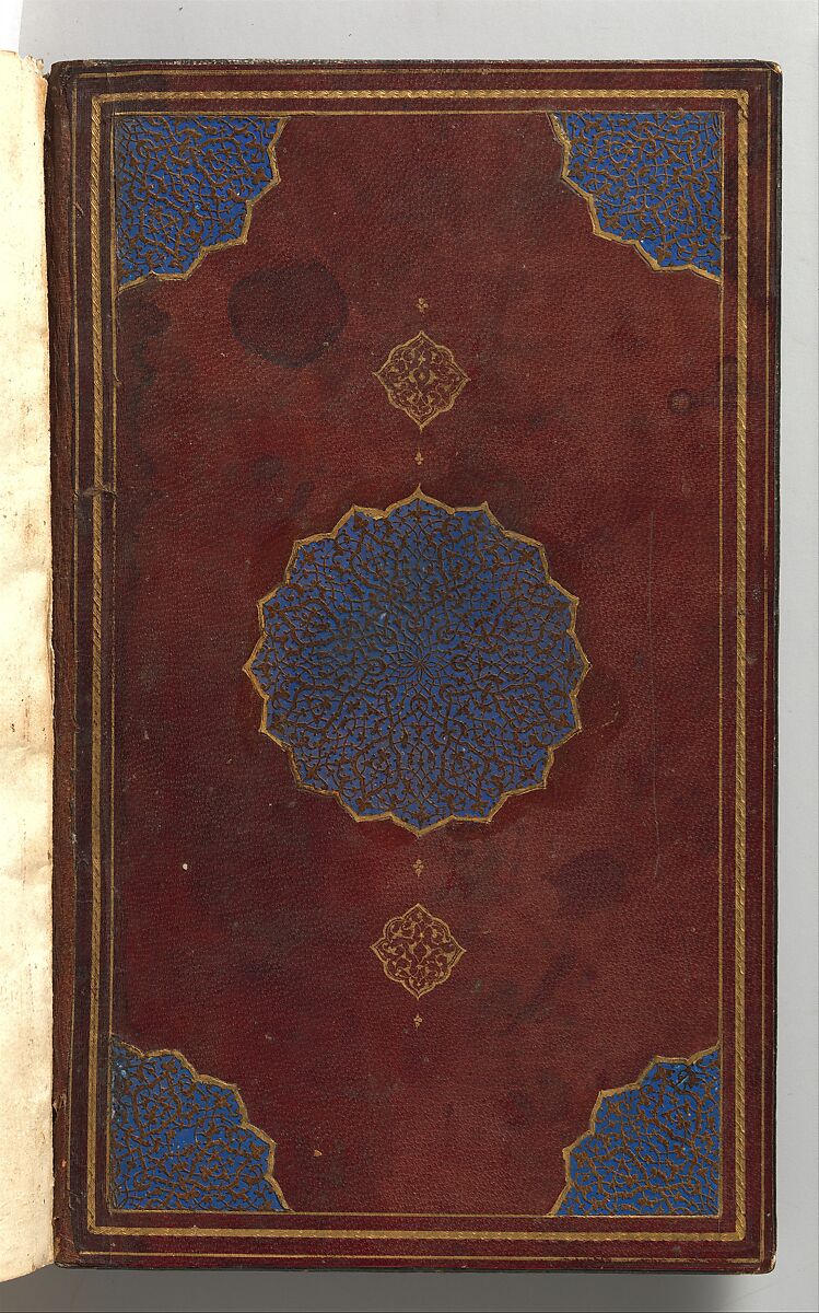 Anthology of Persian Poetry, Amir Shahi of Sabzavar (Iranian, born Sabzavar; died 1453), Main support: Ink, opaque watercolor, and gold on paper
Binding: Lacquer