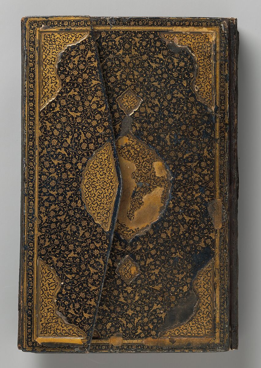 Anthology of Persian Poetry, Amir Shahi of Sabzavar (Iranian, born Sabzavar; died 1453), Main support: Ink, opaque watercolor, and gold on paper
Binding: Lacquer