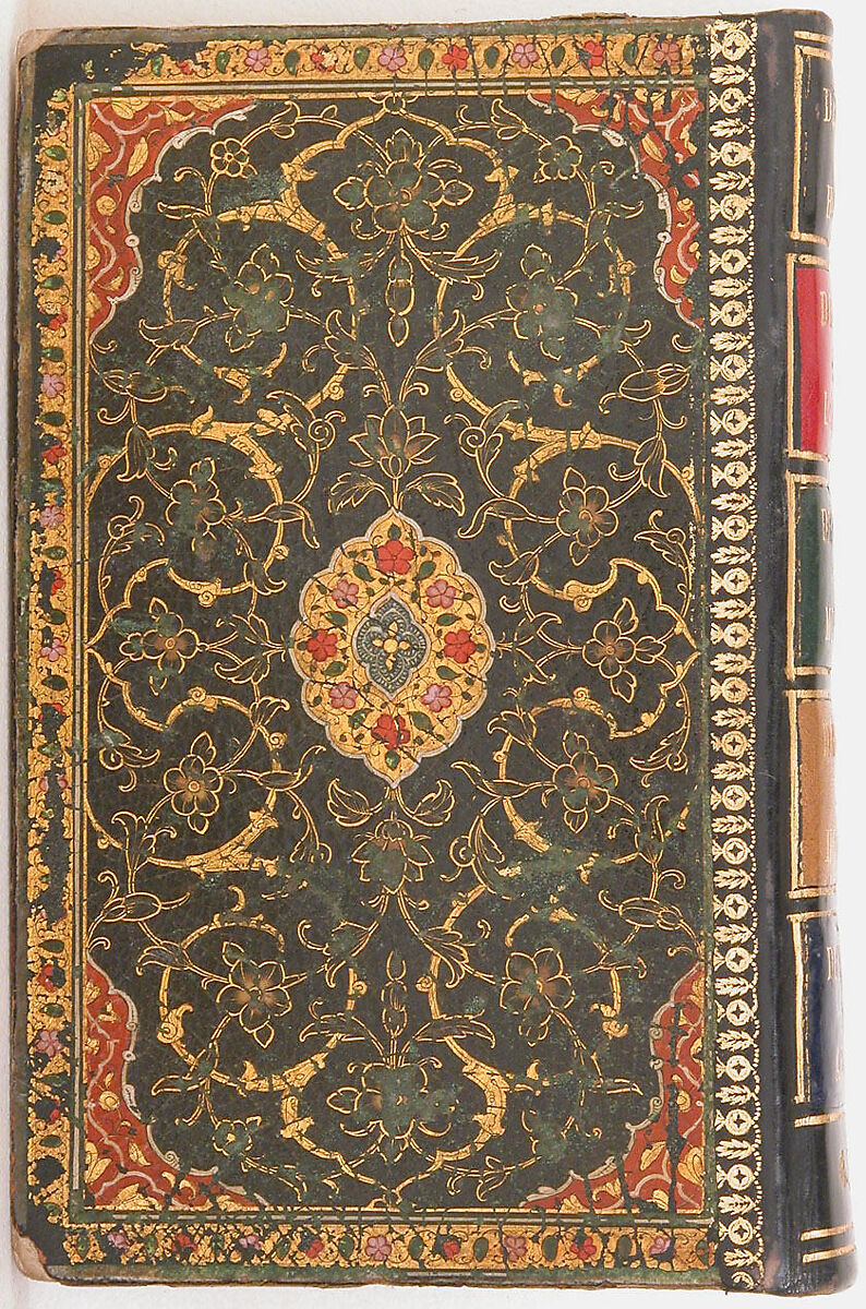 Anthology of Persian Poetry, Hafiz (Iranian, Shiraz ca. 1325–1390 Shiraz), Ink, opaque watercolor and gold on paper
Binding: opaque watercolor and gold on leather