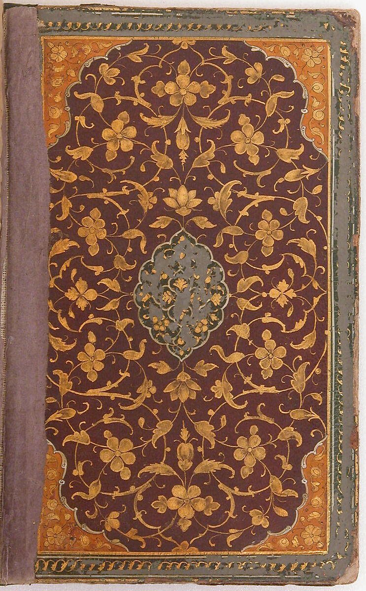Anthology of Persian Poetry, Hafiz (Iranian, Shiraz ca. 1325–1390 Shiraz), Ink, opaque watercolor and gold on paper
Binding: opaque watercolor and gold on leather