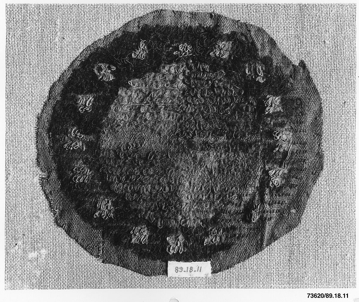 Textile Fragment, Wool, linen; plain weave, weft loop weave