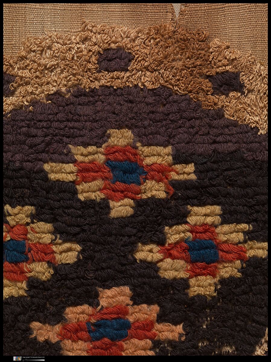 Textile Fragment, Wool, linen; plain weave, tapestry weave, weft loop weave