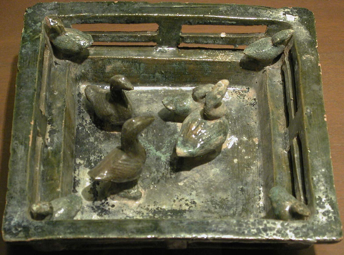 Square Duck Pond, Earthenware with green lead glaze, China