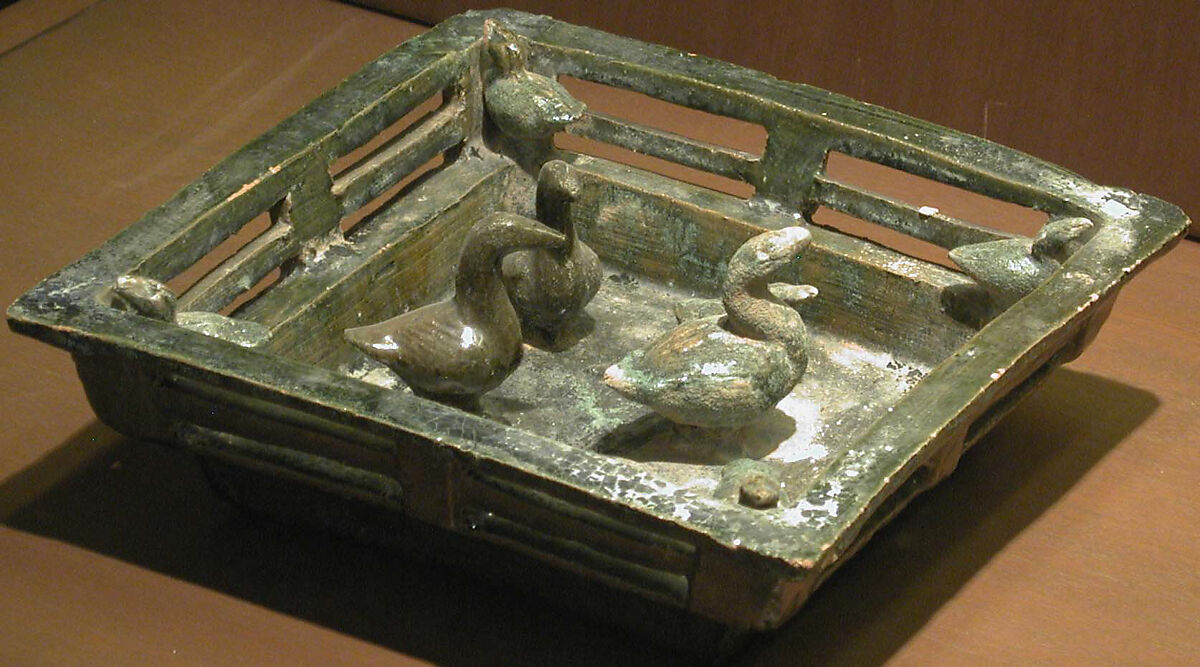 Square Duck Pond, Earthenware with green lead glaze, China 