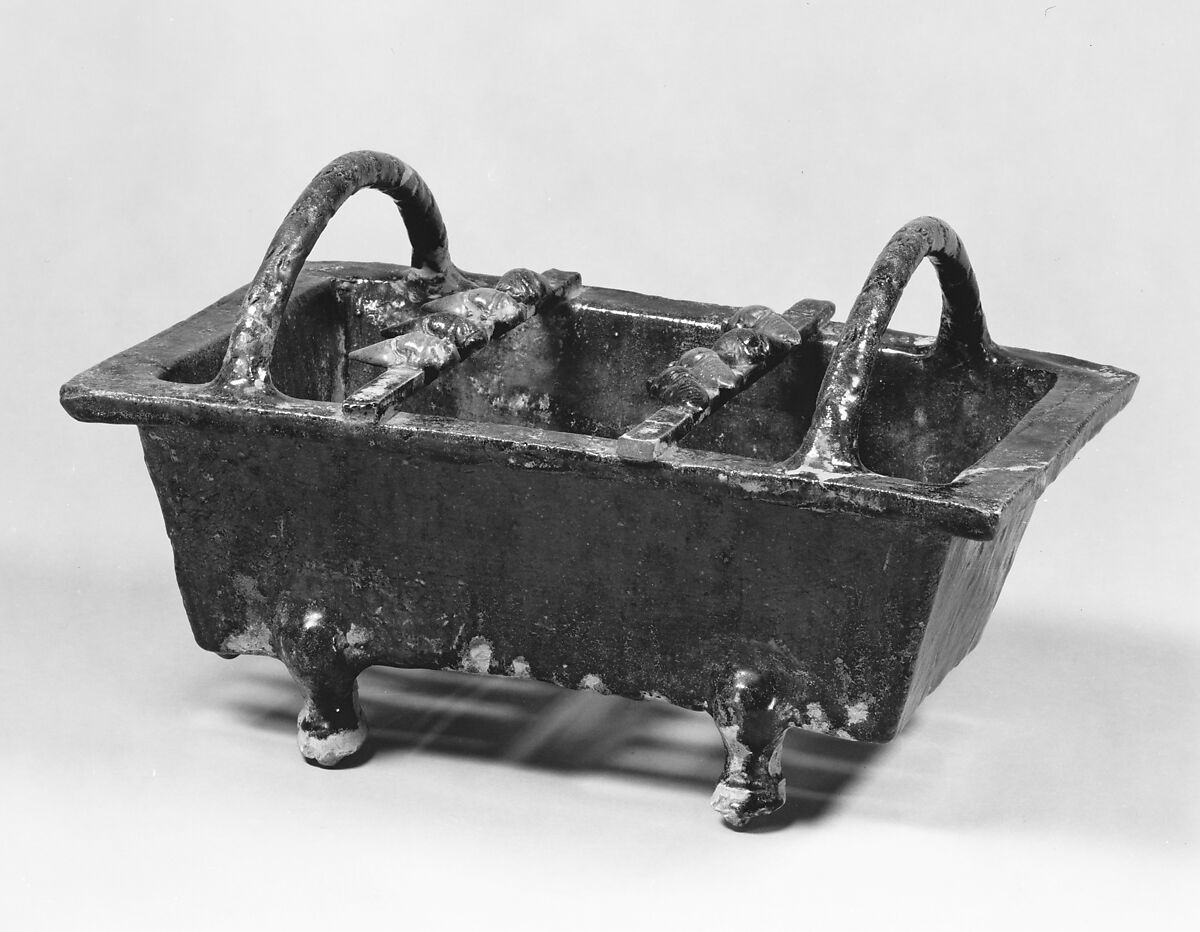 Model of a Brazier, Earthenware with green lead glaze, China 