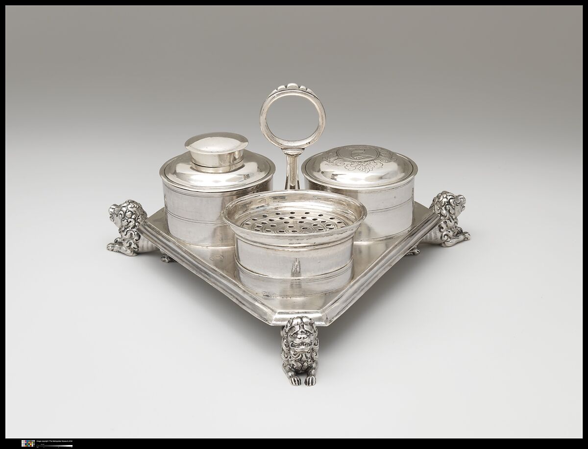 Inkstand, John Coney (1655/56–1722), Silver, American