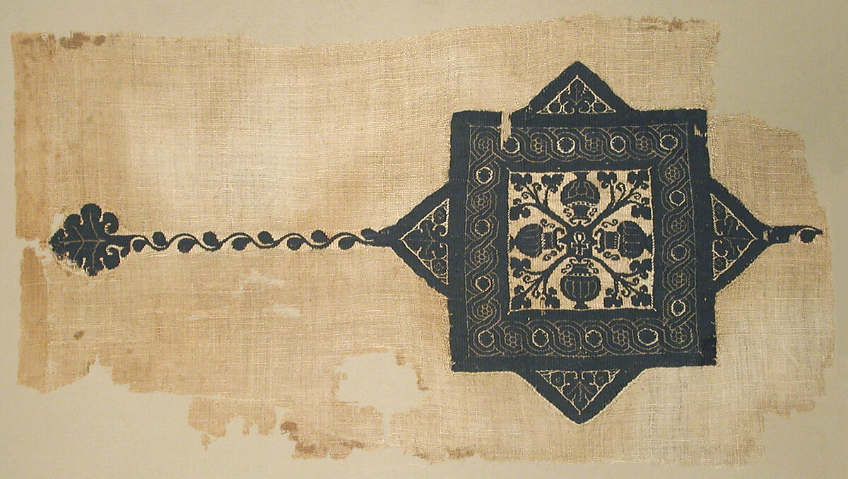 Coptic Textile Fragment, Linen, wool; plain weave, tapestry weave, brocaded 