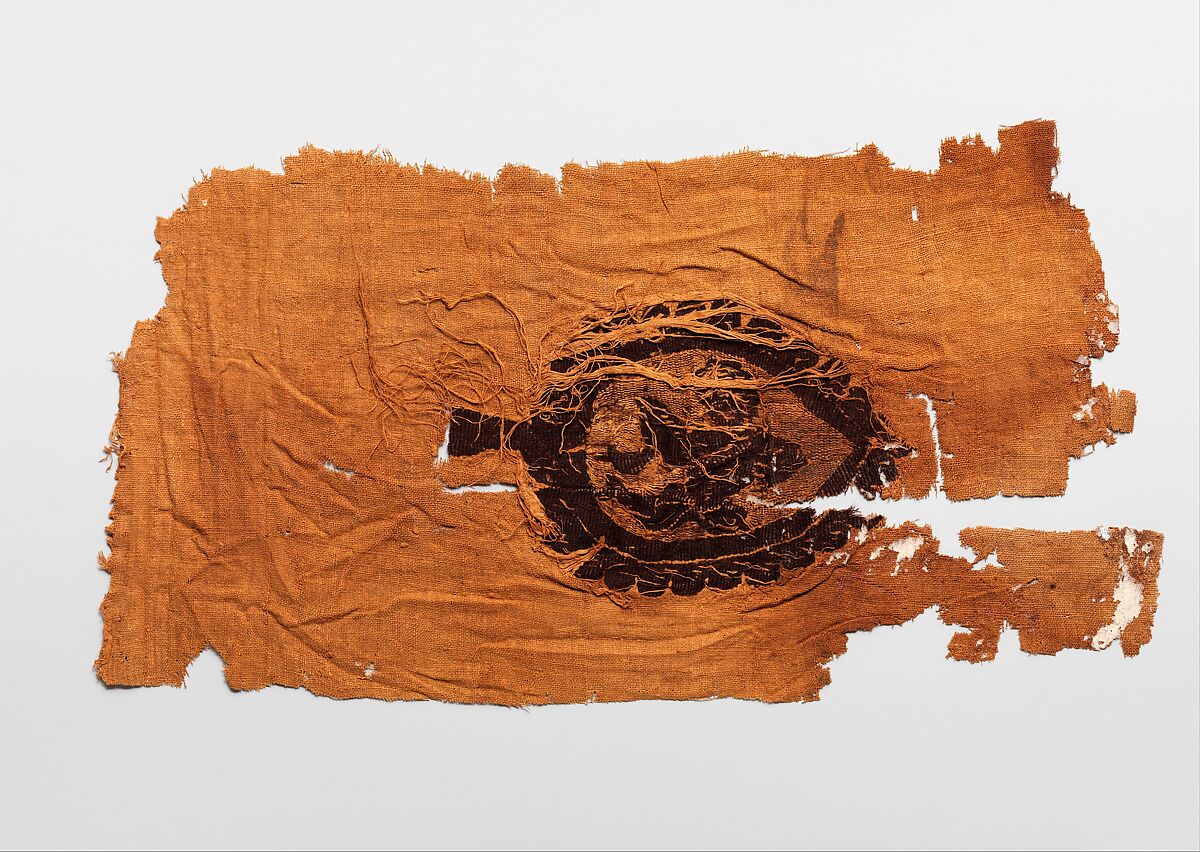 Fragment with an Armed Dancer, Wool, linen; plain weave, tapestry weave