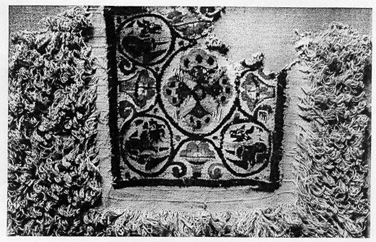 Fragment of a Cover or Blanket with Ornamental Square Featuring Flowers and Animals, Wool, linen; plain weave, tapestry weave, weft loop weave