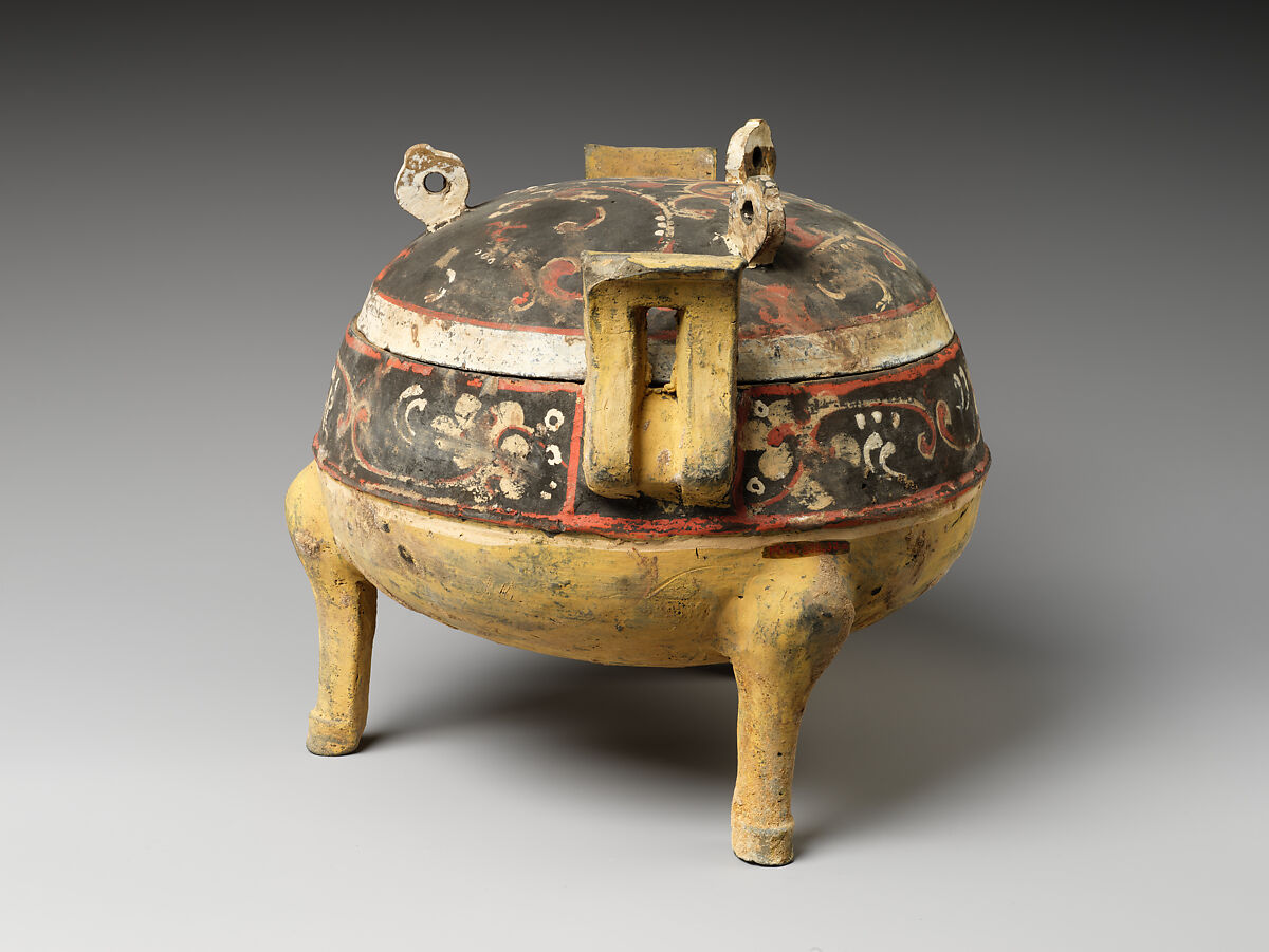 Tripod Cauldron (Ding), Earthenware with pigment, China
