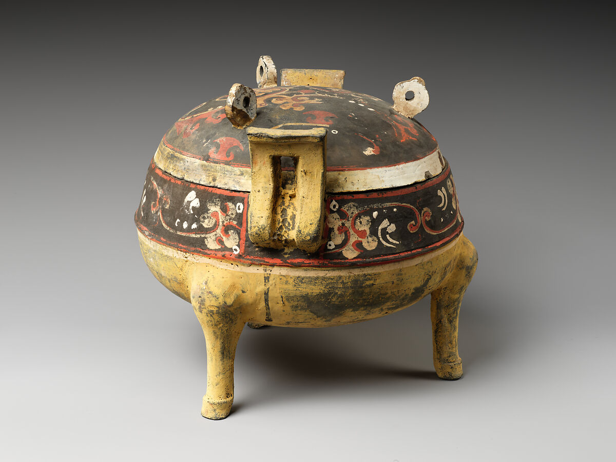 Tripod Cauldron (Ding), Earthenware with pigment, China