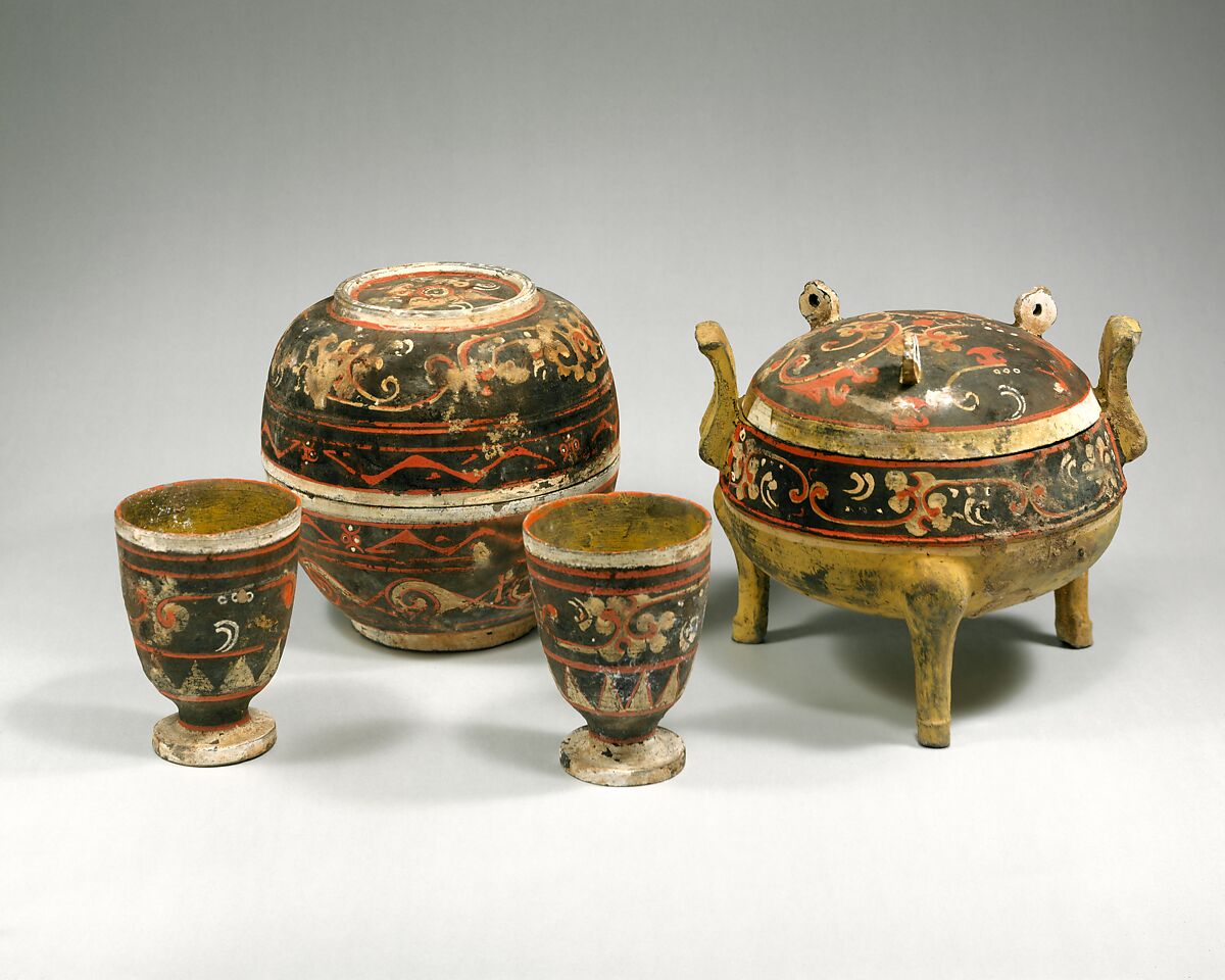 Covered Bowl (He), Earthenware with pigment, China