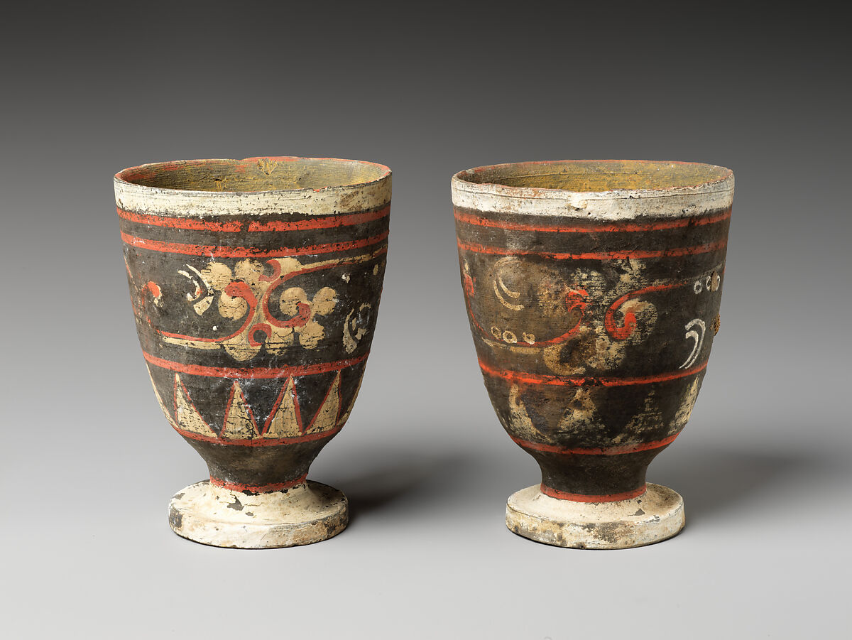 Goblet (one of a pair), Earthenware with pigment, China