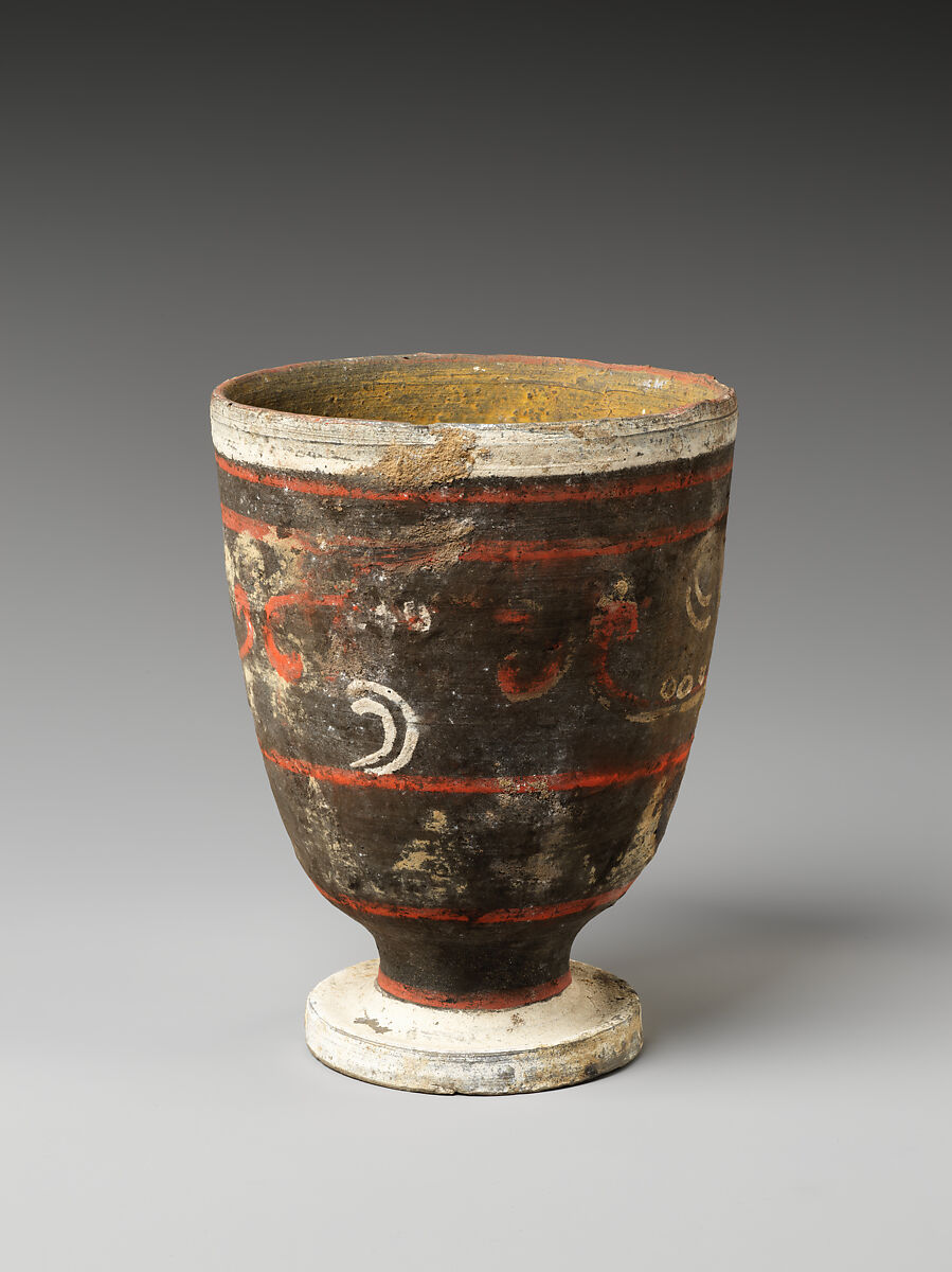 Goblet (one of a pair), Earthenware with pigment, China