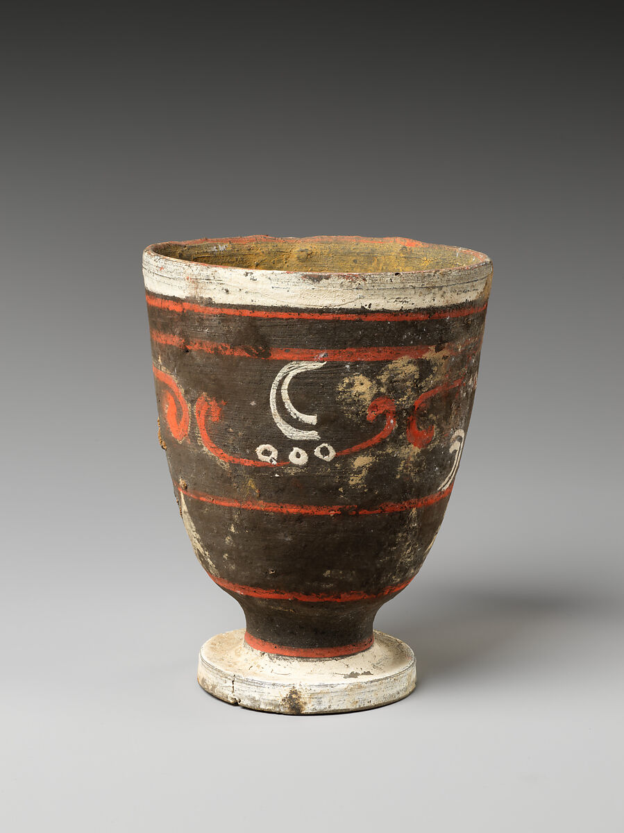 Goblet (one of a pair), Earthenware with pigment, China
