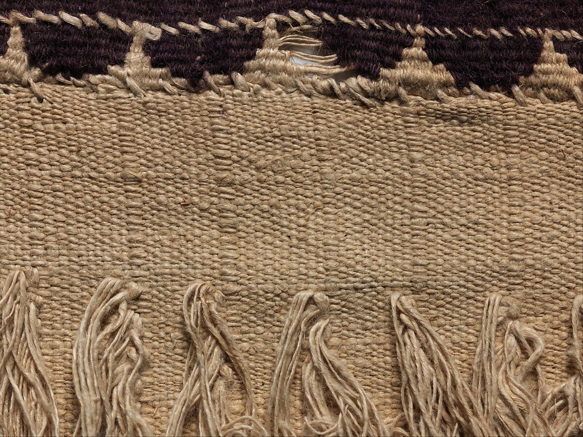 Textile Fragment, Wool, linen; plain weave, tapestry weave, weft loop weave