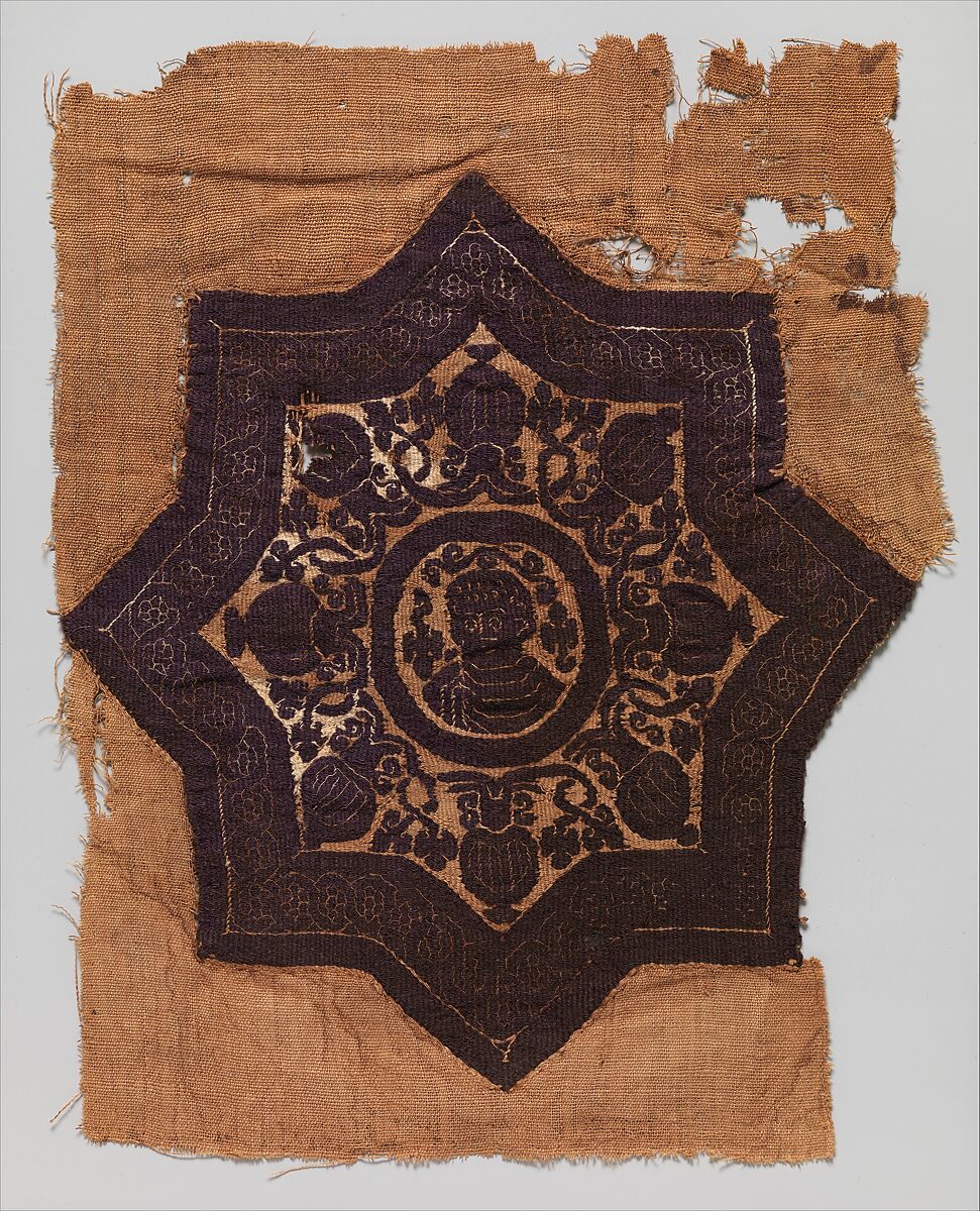 Textile Fragment, Wool, linen; plain weave, tapestry weave 