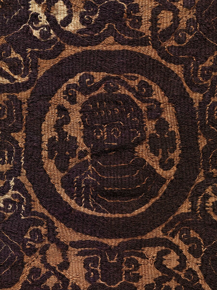 Textile Fragment, Wool, linen; plain weave, tapestry weave