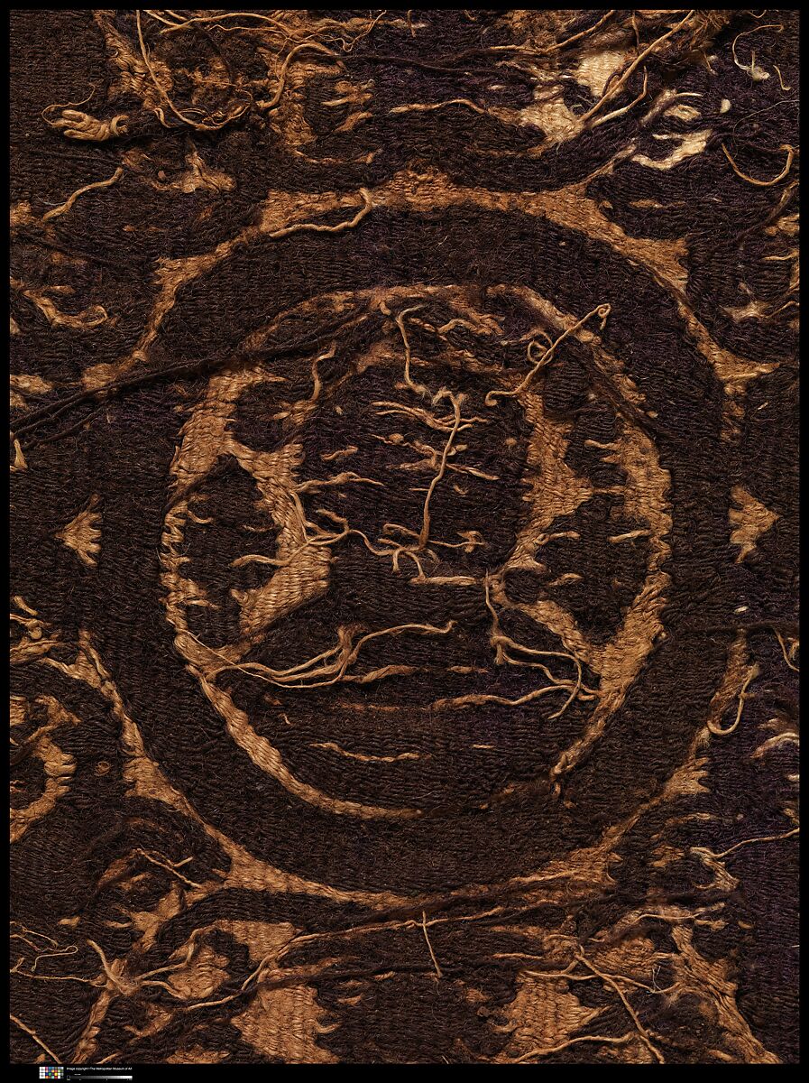 Textile Fragment, Wool, linen; plain weave, tapestry weave