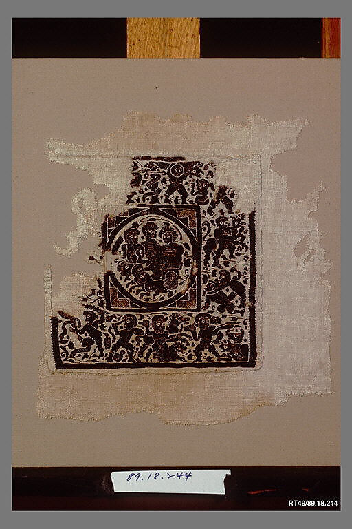 Fragment with the Triumph of Dionysos and the Labors of Herakles, Wool, linen; plain weave, tapestry weave