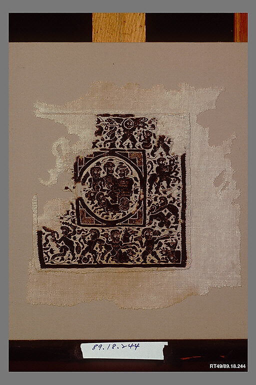 Fragment with the Triumph of Dionysos and the Labors of Herakles, Wool, linen; plain weave, tapestry weave 