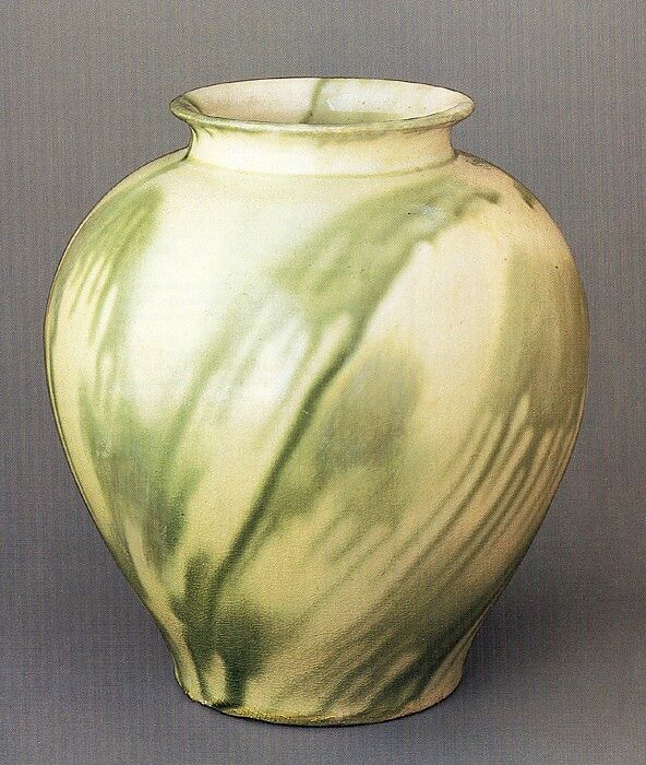 Jar, Earthenware with dappled yellow and green glaze, China