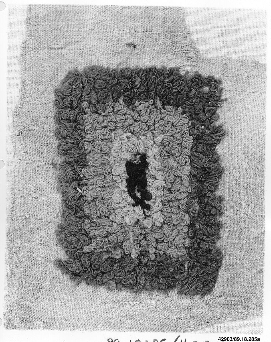 Textile Fragment, Wool, linen; plain weave, weft loop weave