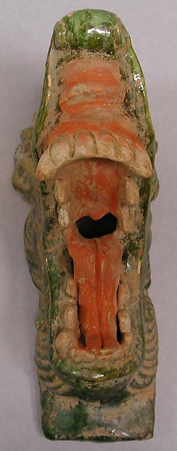 Dragon head with open mouth, Stoneware with colored glazes, China
