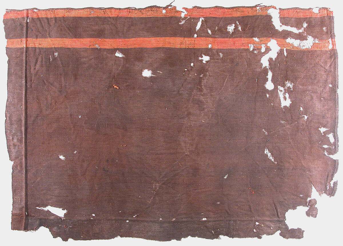 Textile Fragment, Wool, linen; plain weave, tapestry weave