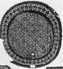 Large Interlace Roundel from a Domestic Textile or Tunic, Wool, linen; plain weave, tapestry weave