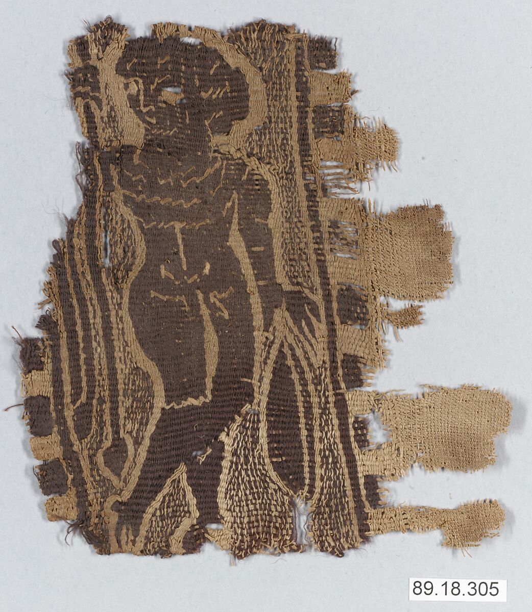 Textile Fragment, Wool, linen; plain weave, tapestry weave 