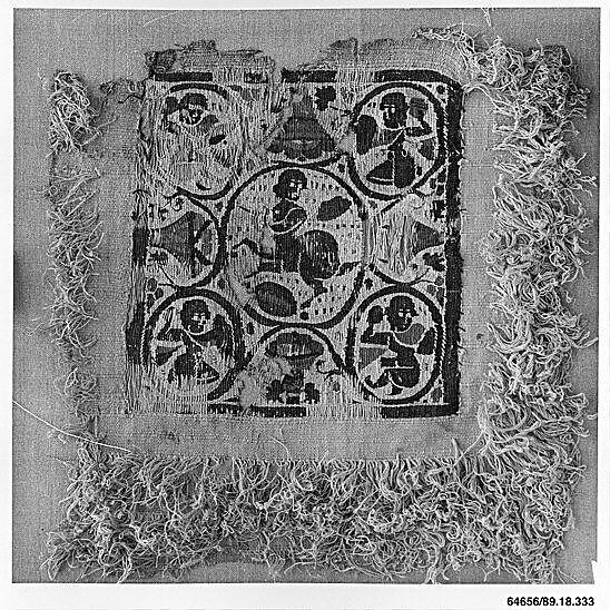 Textile Fragment, Wool, linen; plain weave, tapestry weave, weft loop weave