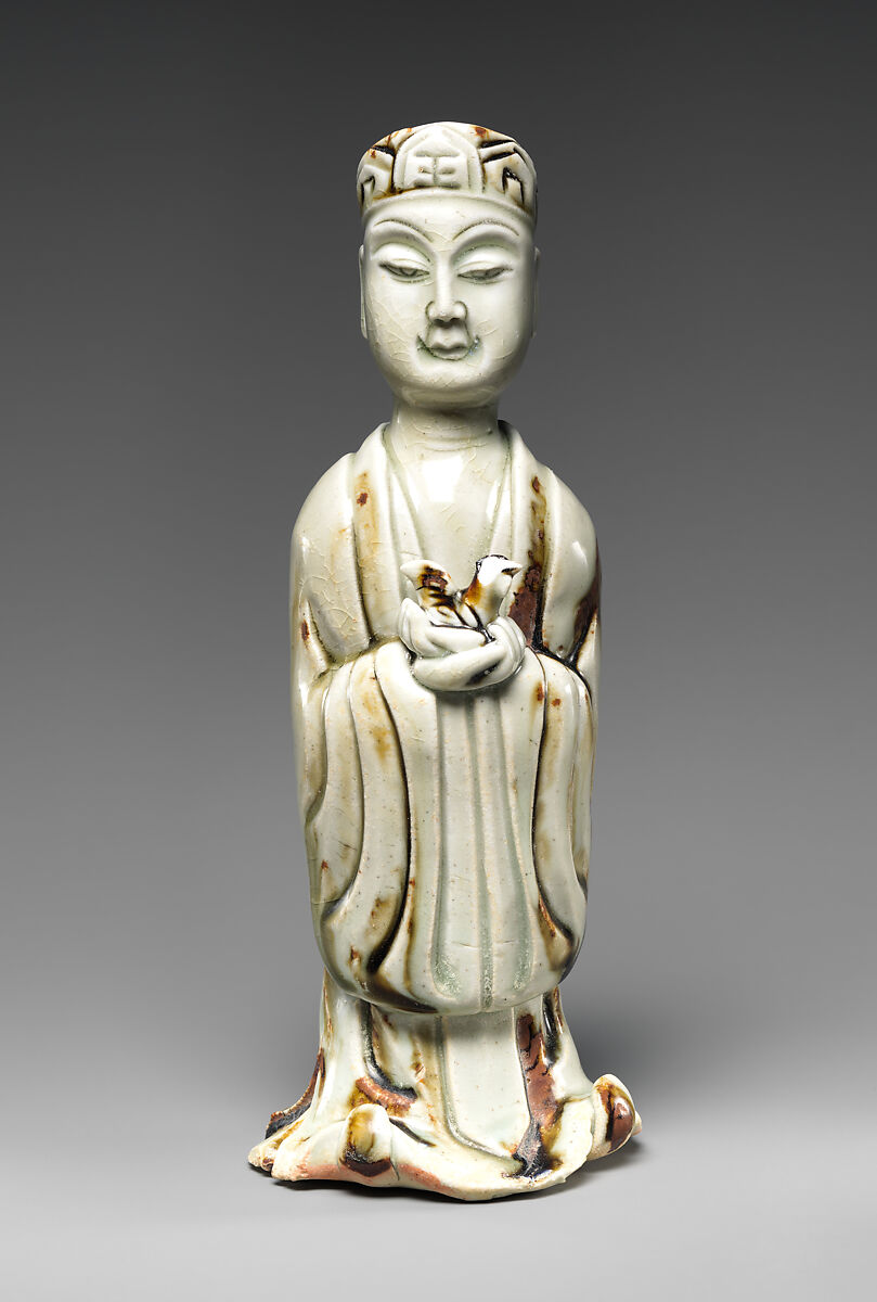 Daoist Priest with Zodiac Animal, Rooster, Stoneware, China 