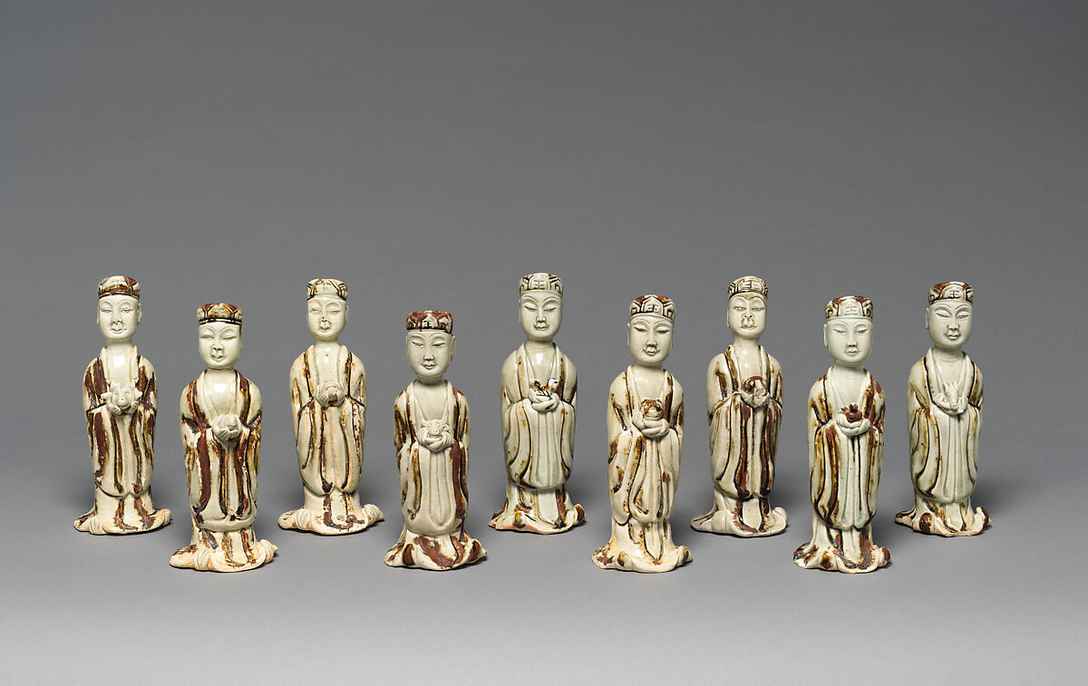 Daoist Priest with Zodiac Animal, Rooster, Stoneware, China