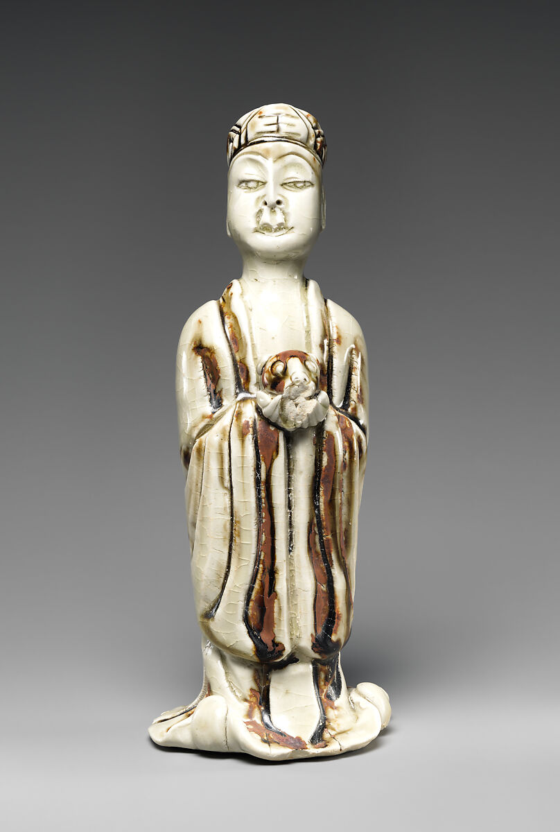 Daoist Priest with Zodiac Animal, Dog, Stoneware, China 