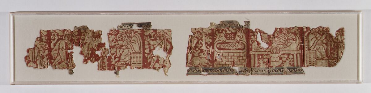 Fragmentary Band with Scenes from the Infancy of Christ, Wool, linen, silk; warp-faced compound twill