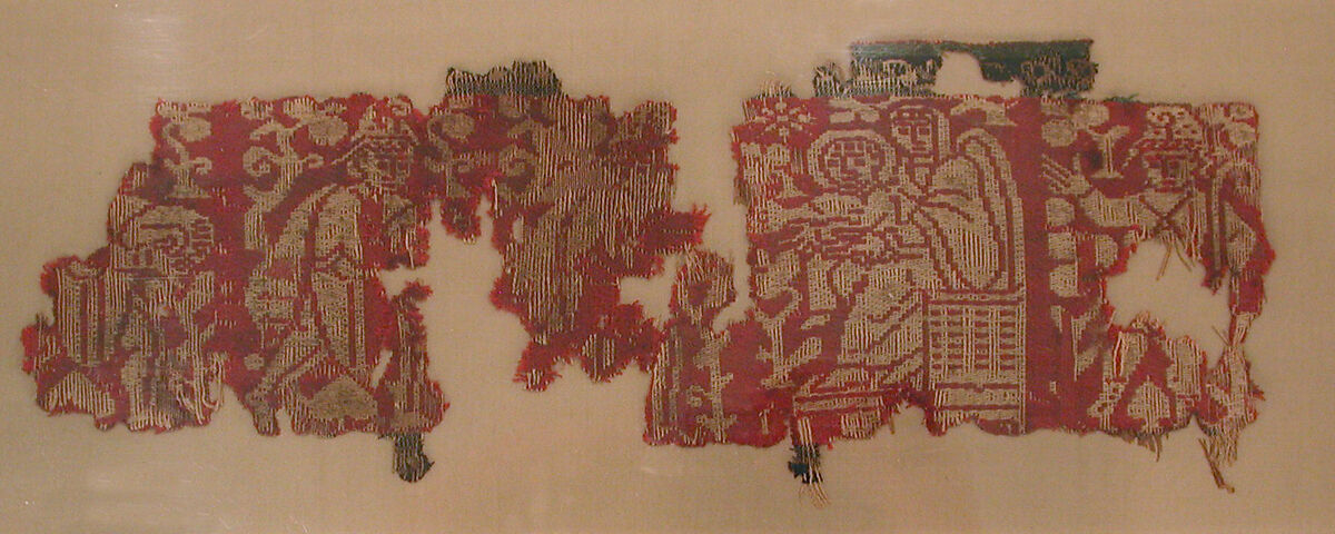 Fragmentary Band with Scenes from the Infancy of Christ, Wool, linen, silk; warp-faced compound twill