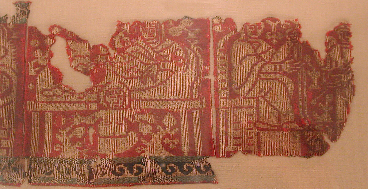 Fragmentary Band with Scenes from the Infancy of Christ, Wool, linen, silk; warp-faced compound twill