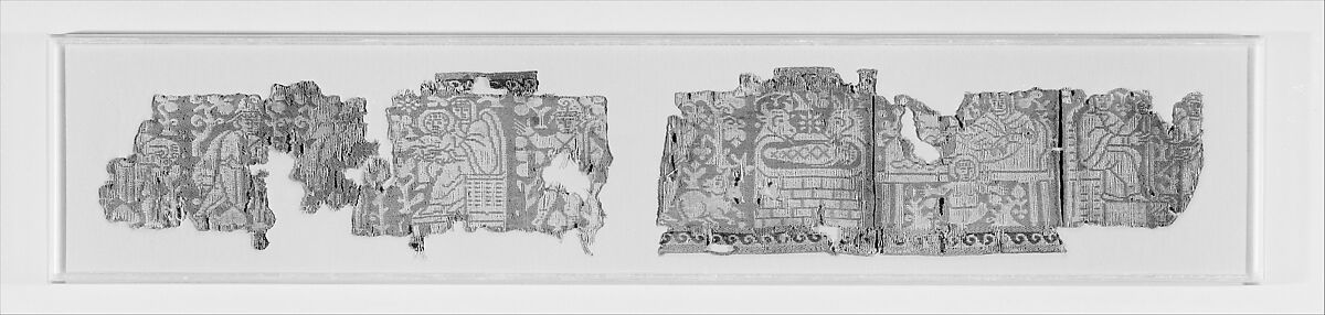 Fragmentary Band with Scenes from the Infancy of Christ, Wool, linen, silk; warp-faced compound twill