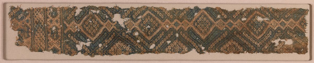 Textile Fragment, Silk, linen; plain weave, embroidered 