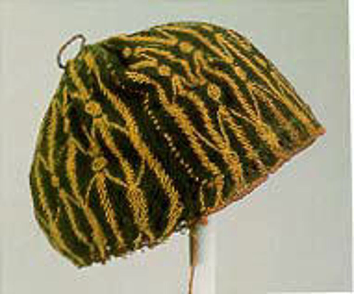 Hat, Wool; sprang technique