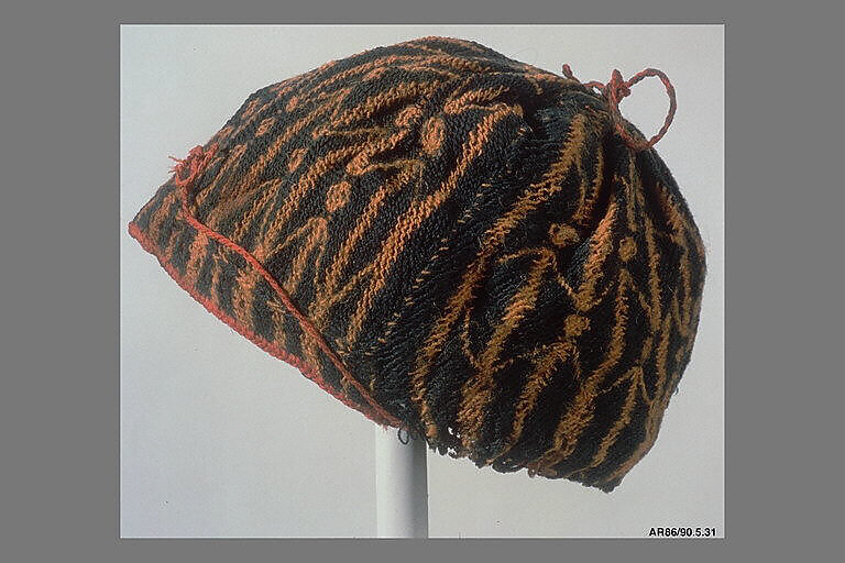 Hat, Wool; sprang technique 