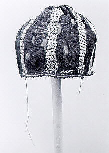 Hat, Wool; sprang technique, embroidered