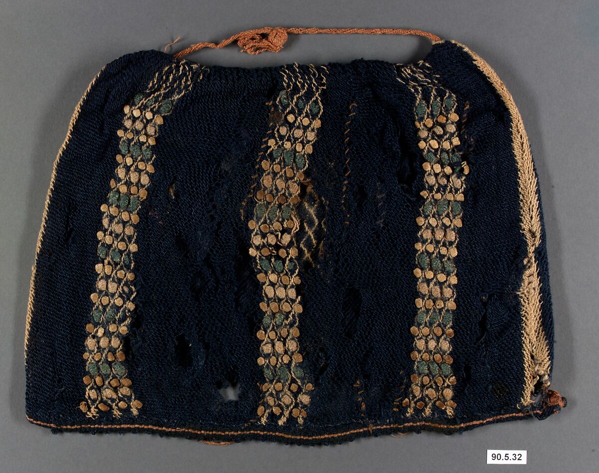 Hat, Wool; sprang technique, embroidered 