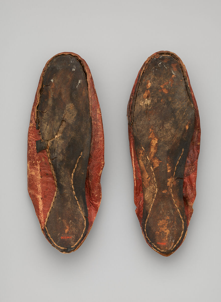 Leather Shoe with Gilded Decoration, Leather; gilded