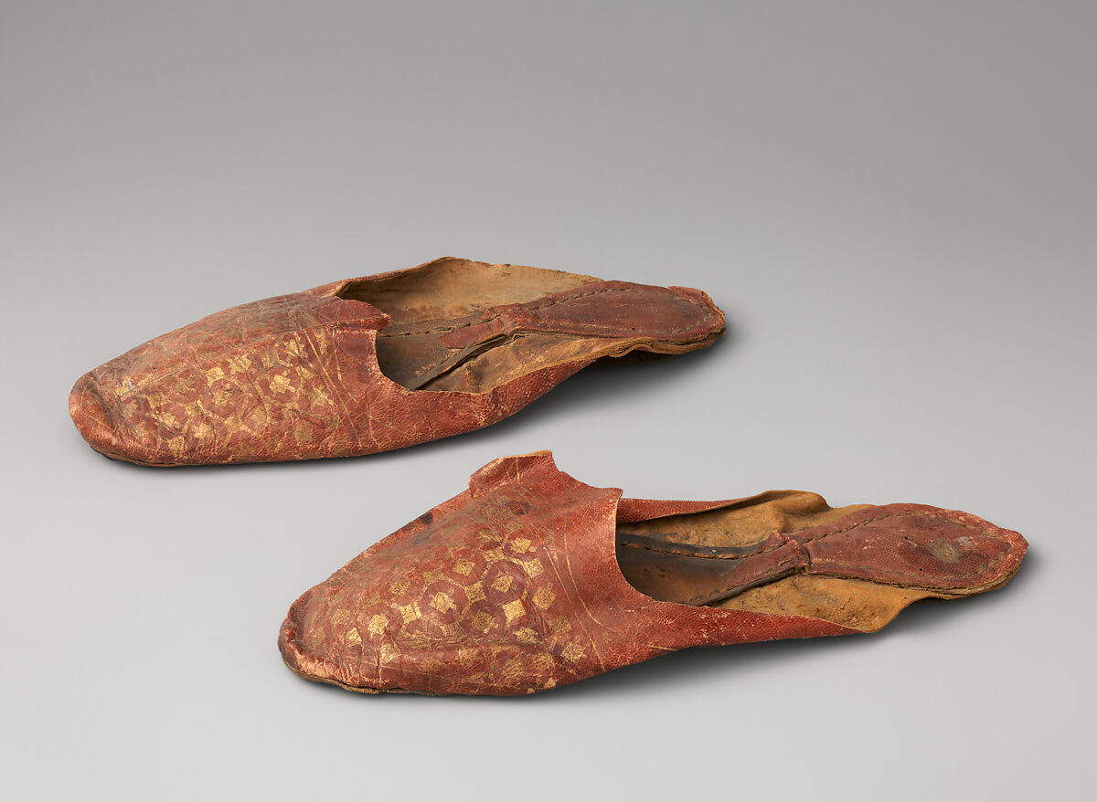 Leather Shoe with Gilded Decoration, Leather; gilded