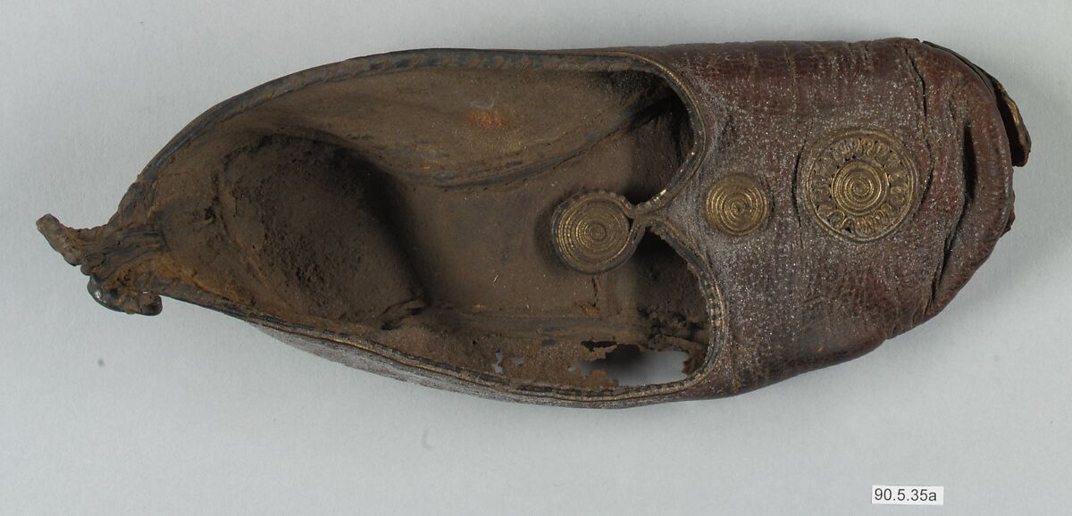 Leather Shoe with Gilded Medallions, Leather; gilded 