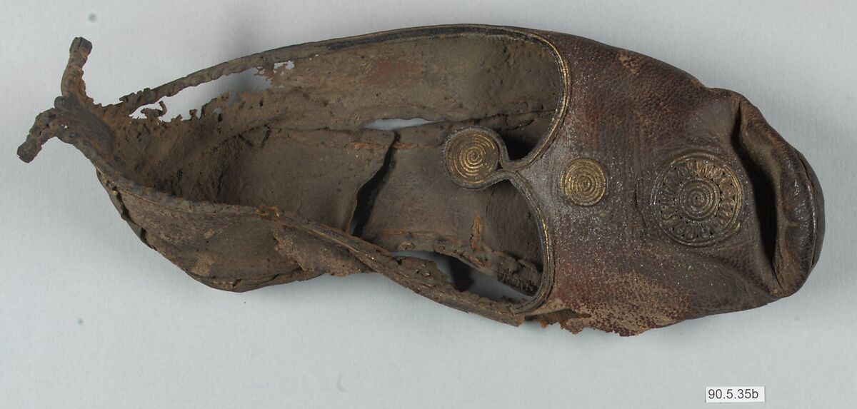 Leather Shoe with Gilded Medallions, Leather; gilded 
